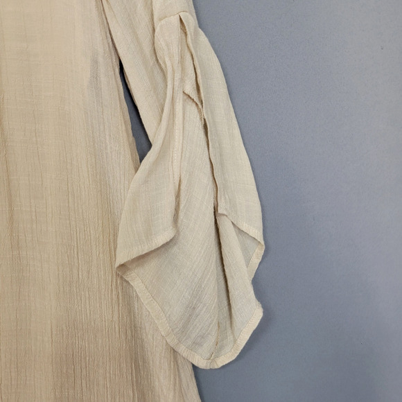 Indigo Rose Boho Top Womens 2X Beige Overlay Lace V-Neck 3/4 Split Sleeve Tunic - Picture 3 of 12